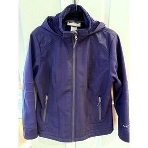Free Country Fleece Jacket Coat Womens Purple XL Hooded Zip Front‎ Zip Pocket